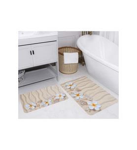 Rovigo Home Dijital Baskılı 2'li Banyo paspas Takımı RVG5254 (Bej)