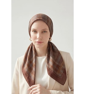 SİLK HOME VELORA EŞARP EKOSE DESEN (K.Kahve)