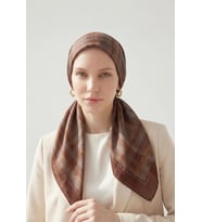 SİLK HOME VELORA EŞARP EKOSE DESEN (K.Kahve)
