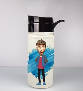 Kişiye Özel Karikatür Tasarım Özel Koruma Kılıflı Cam Matara 95947