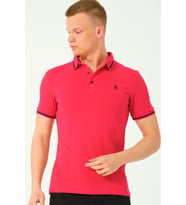 T8586 DEWBERRY ERKEK POLO YAKA T-SHIRT-FUŞYA-2