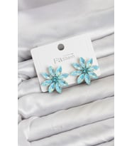 Buz Mavisi Renk Kristal Taşlı Lotus Çiçek Model Kadın Küpe - EBJ260725W44257