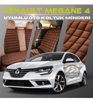 Renault Megane 4 Kahverengi Renk Tay Tüyü Cepli & Terletmez Sırtlı Oto Koltuk Minder Seti - Koltuk Koruma Kılıfı (ÖN & ARKA TAM SET)