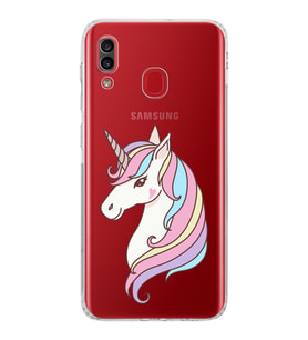 Samsung Galaxy A30  Kamera Korumalı  Kapak Unicorn Tasarımlı  Şeffaf Kılıf