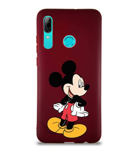 Huawei P Smart 2019 Soft Premier Kapak Mickey Mouse-D Tasarımlı Silikon Kılıf - Mürdüm (Şeffaf)