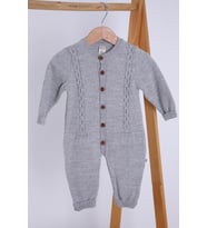 Babyhola Organik %100 Triko Kız Erkek Bebek Çocuk Bereli Tulum Takım 5717 (Gri)
