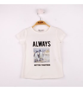 Toontoy  Kız Çocuk T-Shirt Always Baskı (Ekru)