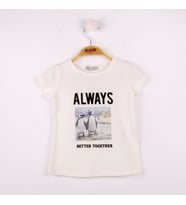 Toontoy  Kız Çocuk T-Shirt Always Baskı (Ekru)