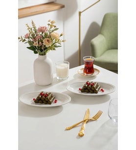 Porsima 4464 Beliz Porselen Kayık Tabak Seti - Oval Kahvaltılık Sunumluk Seti 20cm