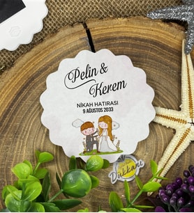 7cm Özel Baskılı Magnet Uv Baskılı - Gelin Damat 1