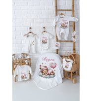 Pia Baby Premium %100 Pamuk Kız Bebek Hediyesi 10 Parça İsme Özel Doğum Seti 5026-01 (Krem)