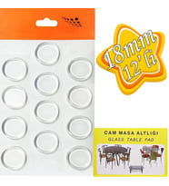 Yapışkanlı Cam Tutucu Şeffaf 18mm 12'li Mobilya Raf Ses Tutucu