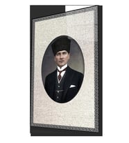 Çerçeveli Atatürk Portresi Cam Tablo, Ev ve Ofis Duvar Dekoru, Hediyelik Büyük Temperli Cam Tablo