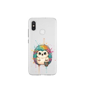 Xiaomi Mi 8 ile Uyumlu Splash Kirpi Tasarımlı Şeffaf Silikon Kılıf
