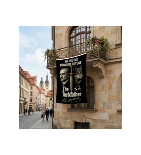 Ne Mutlu Türküm Diyen TürkFather Atatürk Bozkurt Kılıç Poster Bayrak Premium Raşel Kumaş ATA83