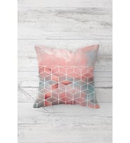 Renkli Geometrik Desen Çift Tarafı Baskılı Gizli Fermuar Yastık Kılıfı Kırlent Koltuk Yastık Kılıfı (Pembe)