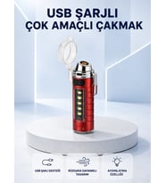 USB Şarjlı Rüzgar Geçirmez Elektrikli Çakmak El Fenerli