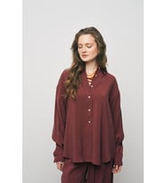Kadın Basic Modal Uzun Kollu Klasik Gömlek (Bordo)