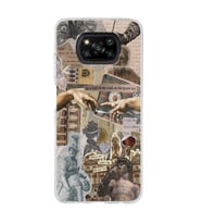Poco X3 Pro / X3 NFC Uyumlu Aesthetic Sanatsal Kolaj Tasarımlı Şeffaf Telefon Kılıfı