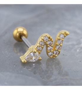 FerizZ Altın Kaplama Zirkon Taşlı Yılan Şekilli Piercing PRC-153