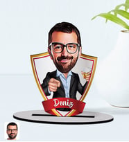 BK Gift Kişiye Özel İsimli Erkek Karikatürlü Ahşap Biblo Model-50