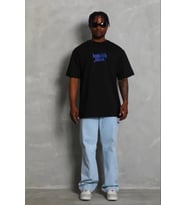 pilelistore- Erkek Baskılı T-Shirt Kısa Kol Bisiklet Yaka Regular Fit Rahat Kalıp Günlük Tişört - Si (Siyah)