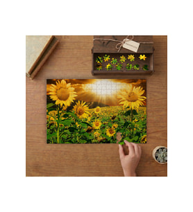 Günbatımında Ay Çiçeği Tarlası Tasarımı 240 parça Ahşap Puzzle Ahşap Kutuda MP04184