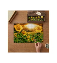 Günbatımında Ay Çiçeği Tarlası Tasarımı 240 parça Ahşap Puzzle Ahşap Kutuda MP04184