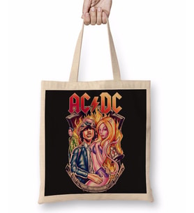 Banda Ac Dc Müzik Grubu Bez Çanta Uzun Saplı