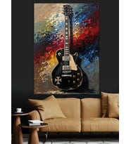 Siyah Gitar Soyut Sanat Dekoratif Kanvas - Mdf Ahşap Tablo