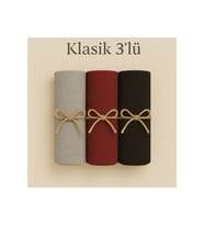 Penye Pamuksu Şal Klasik 3 lü Set (Gri)