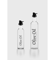 Renga Oslo Siyah Kapaklı Olive Oil Yazılı 250 ml ve 500 ml 2'li Cam Yağlık Seti 152001