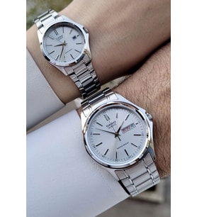 Casio CSISTE96 Gümüş Renk Gün ve Takvim Fonksiyonlu Hediye Paketli Sevgili Çift Kol Saati