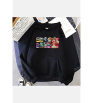 One Piece Friends Kapşonlu Sweatshirt (Siyah)