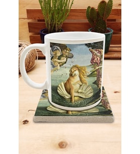 Hayvanlar ve Sanat/Boticelli Venüs'ün Doğuşu Set 8- Standart Kupa-Taş Bardak Altlığı 1