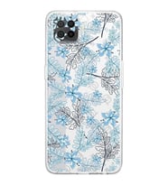 PrintiFy Oppo A73 Uyumlu Kamera Korumalı Floral Mavi Tasarımlı Şeffaf Silikon Kılıf