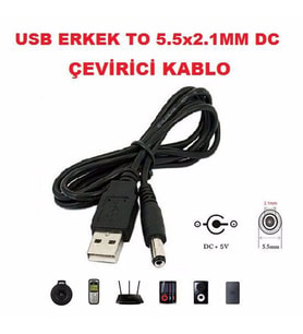 Usb Erkek to 5.5x2.1mm DC Çevirici Kablo Mini Hoparlör Notebook Soğutucu Harici Dvd Usb Hub