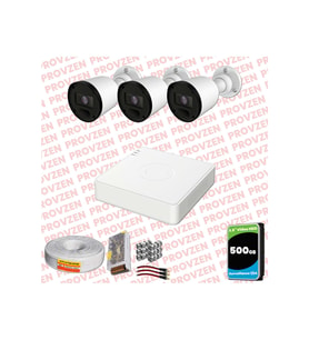 Provzen RV Hikvision 3 Kameralı Full HD 20mt Gece Görüşlü Güvenlik Kamerası Olay Anında bildirim