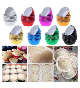 Metalik Folyo Cupcake Kalıbı Muffin Pet Kapsül No:3 (150 Adet)  Karışık Renk