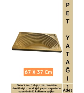Evcil Hayvan Konforlu Kolay Temizlenir Çok Şık Dikdörtgen Doğal Ahşap Kedi Köpek Yatağı 67 X 37 Cm