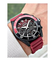 Bordo Renk 5 ATM Fonksiyonlu Çelik Kasa Soft Touch Silikon Kordon Erkek Kol Saati 2274