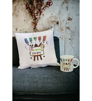 Resim Öğretmenine Hediye Kupa Bardak ve Yastık Set (Beyaz)