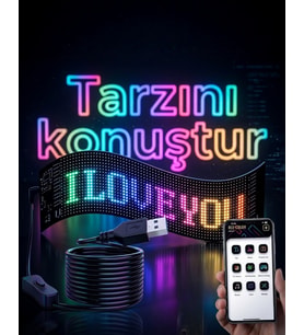 16x96 LED Yazı Paneli 60 cm Esnek RGB Işıklı Programlanabilir Ekran
