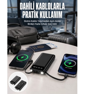 20.000 Mah Led Işıklı Lcd Ekran Usb Girişli Type-c Lightning Powerbank Yeni Nesil
