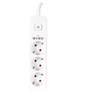 S-link SPG301S 1.5m 3x1.5mm 100 yüzde Bakır 750 Joule 3 lü Anahtarlı Akım Korumalı Priz