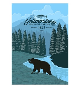 Yellowstone Ayı Poster Tablo Ahşap Poster Dekoratif