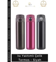 #Termos Paslanmaz Vakumlu Yalıtımlı Sızdırmaz 304 Kalite Dayanıklı Şık Çelik Termos Siyah