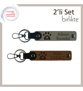 Evcil Hayvan Sever Sevgiliye Günlük Kullanıma Uygun Hediyelik, Kalpli Pati Set, Kül Gri-Açık Kahve