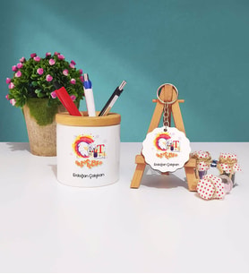 Grafiker Tasarımlı Kişiye Özel Hediye Grafiker Kalemlik ve Anahtarlık Hediye Seti