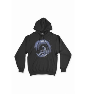 Sörfçü Astronot Siyah Sweatshirt Hoodie